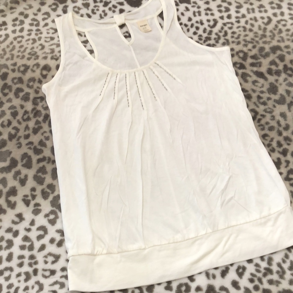 Old Navy Beaded Tank Top in Off White / White Size Small - Picture 5 of 14